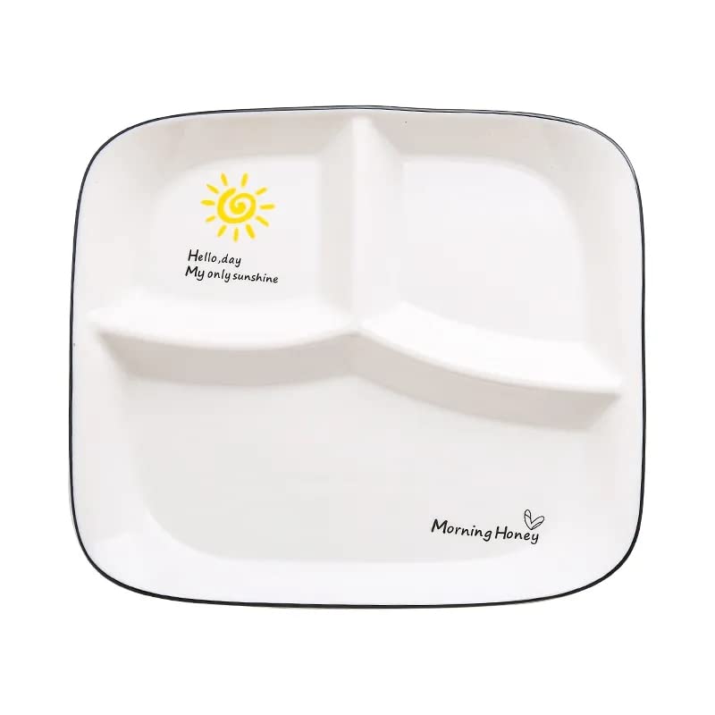 OnePine Healthy Eating Plate Ceramic, Diet Dinner Plate with 3 Compartment, Portion Control Plates for Adults Weight Loss