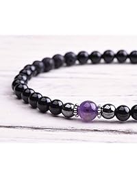 Pulsera de ónix con cuentas de oración, pulsera de ansiedad, pulsera envolvente, cuentas de mala, pulsera tibetana