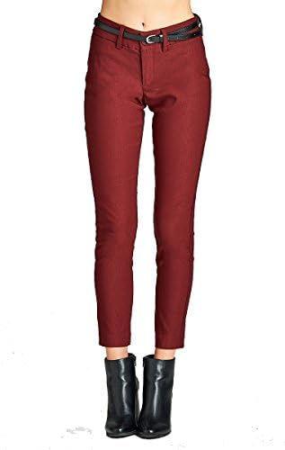 YourStyle Basic Office Belted Bengaline Stretch Pants,Twill Pants, Classic Woven Pants W/Belt