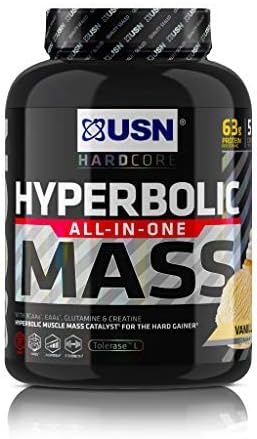 USN Hyperbolic Mass French Vanilla 2kg: High Calorie Mass Gainer Protein Powder for Muscle Building and Weight Gain