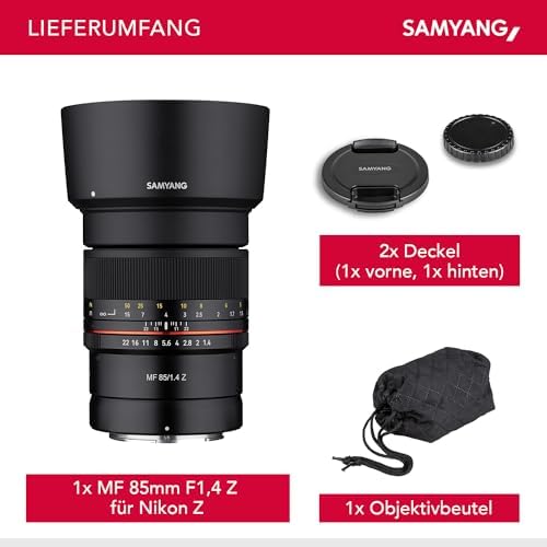 MF 85mm F1,4 Z für Nikon Z Vollformat Portrait Objektiv für Z-Mount, geeignet für Nikon Z, manueller Fokus, für Nikon Z 6II, Nikon Z 7II, Nikon Z 5, Nikon Z 50, Nikon Z 6, Nikon Z 7 22795 Schw