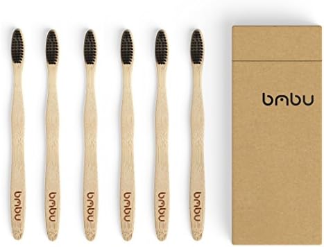 Bamboo Toothbrush Multi-Pack Made with Activated Charcoal Infused Bristles (Medium / Soft) - Natural, BPA Free, Eco-Friendly, Sustainably Grown Toothbrushes in Recycled Biodegradable Packaging -6 Pack