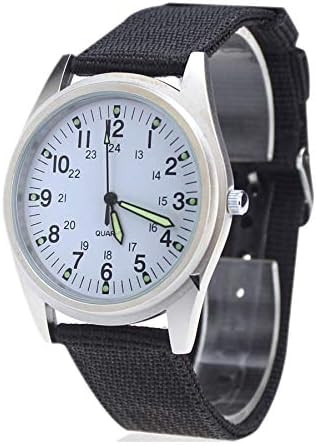P104-Silver/White Black Nylon Strap Wrist Watch