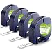 Aken Compatible Label Tape Replacement for DYMO LetraTag Refills 91330 Paper for DYMO LetraTag LT-100H LT-100T LT-110T QX50 Label Maker Labeler 10697 Black on White 12mm x 4m 1/2 Inch x 13 Feet 4 Pack