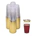 50 Gold Plastic Cups | 16 Oz Clear Plastic Cups | Gold Rimmed Cups | Old-Fashioned Tumblers | Fancy Disposable Wedding Cups With Gold Rim | Elegant Party Supplies For Holiday and Occasions [DRINKET]