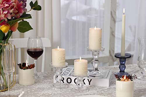 GMWD 3 Pcs Glass Candle Holder Set Clear, Transparent Candlesticks Holders Pillar Taper Candles Tealight Stand for Wedding Centerpieces Home Decorations Dining Table