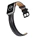 MAPUCE Compatible with Apple Watch Band 45mm 44mm 42mm for iWatch Bands Series 8, 7 6 SE 5 4 3 2 1, Genuine Leather Band Replacement Strap Wristband for Men, Quick and Easy Install (Black)