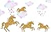 [2 PCS] Unicorn Wall Decals, Romantic Unicorn Wall Stickers Girls Bedroom, Unicorn Wall Stickers Decorations, Wall Decor with Clouds