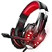 BENGOO Stereo Gaming Headset for PS4, PC, Xbox One Controller, Noise Cancelling Over Ear Headphones Mic, LED Light, Bass Surround, Soft Memory Earmuffs for Laptop Mac Nintendo Switch Games -Red primary