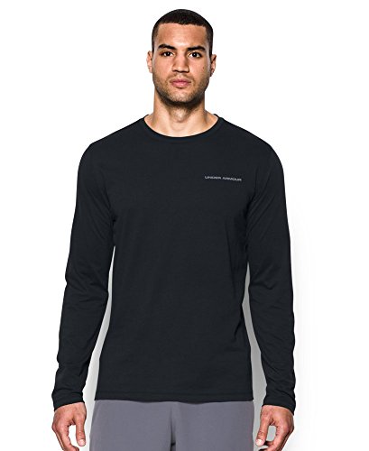 UPC 889819307636, Under Armour Men&#39;s Charged Cotton Long Sleeve T-Shirt, Black/Steel, Small