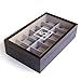 CASE ELEGANCE Solid Espresso 12 Slot Wood Watch Box with Glass Display Top