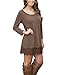 Songbai Women's Long Sleeve Tunic Casual Loose T Shirt Mini Dress (XL, Brown)