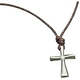 Cross Necklace for Men Leather Cord mens cross necklaces, Surfer rope Christian beach Jewelry HandMade By Zulasurfing In USA