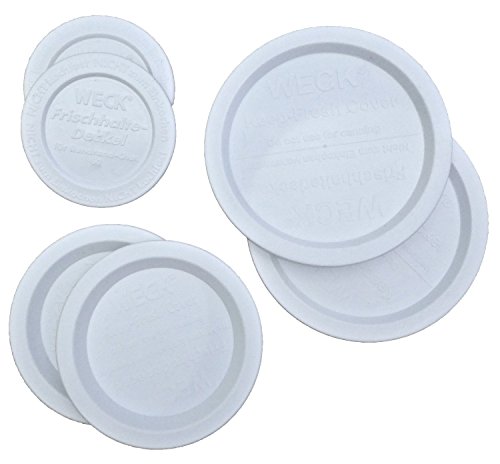 Weck Jar Keep-Fresh Plastic Lids Variety Pack. Includes 2 Small, 2 Medium and 2 Large lids (6 items) Fits all Weck Jar Models