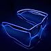 Fronnor Glow Eye Glasses with Voice Control Light Up El Wire Glowing Party Rave Glasses for Halloween,Party Favor (Blue)