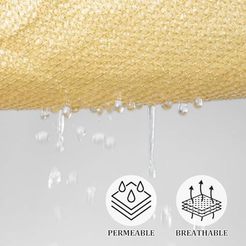 Dsocool Triangle Sun Shade Sails Outdoor Large - Sun Protection Sunshades UV Block Shade Canopy, Heavy Duty Permeable 185GSM Patio Shades for Backyard, Deck and Lawn, Beige (3.5×3.5×3.5M)