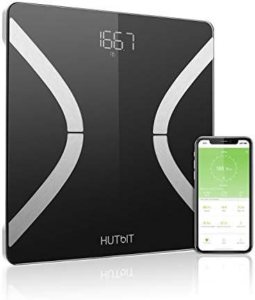 Body Fat Scale, Smart Wireless Digital Bathroom Bmi Weight Scale, Body Composition Analyzer Health Monitor with Tempered Glass Platform Large Digital Backlit LCD with Smartphone App - 400lbs
