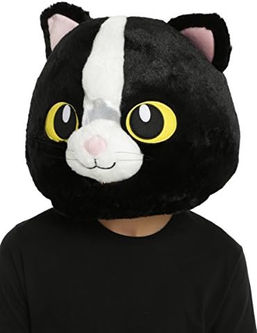 Black &amp; White Cat Mascot Head