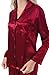 Alexander Del Rossa Womens Satin Pajamas, Long Button-Down Pj Set and Mask, Large Burgundy with Black Piping (A0750BGPLG)