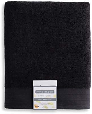 Pure Beech 3-Piece Bath Towel Set – Cotton Modal Blend - Hotel Quality, Bright, Super Soft and Highly Absorbent - Black