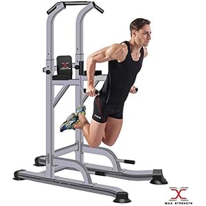 MAXSTRENGTH Max Kracht Power Tower Pull Up Bar Dip Station Chin Up voor Thuis Multi Gym Krachttraining Fitnessapparatuur…