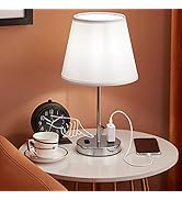 Innqoo Nightstand Lamp for Bedroom - 3-Way Dimmable Touch Lamp with LED Bulb and 2 AC Charging Ou...