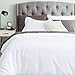 SUSYBAO White Duvet Cover Queen 100% Cotton 3 Pcs Set 1 Solid Color Hotel Duvet Cover with Zipper Ties 2 Pillow Shams Farmhouse Hotel Collection White Bedding Set Soft