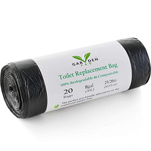 Portable Toilet Replacement Bags 20 Liners, 8 Gallon 100 Compostable