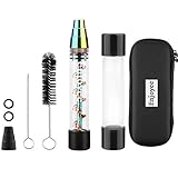 Glass Tool Set for Herb Leaves & Spices with 4 x O-Rings, 3 x Rubber Caps，2 x cleaning brush，Drawstring Bag and Fine Box (Rainbow)