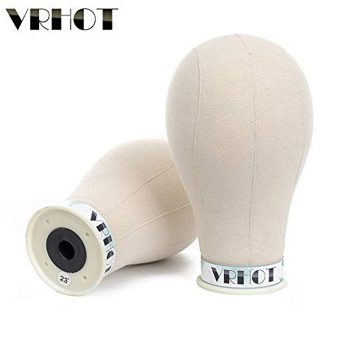 VRHOT 23 inch Canvas Block Head Mannequin Afro Wig Head Set with Stand Display Styling Head for Making Wigs Women (Gifts : C Clamp Stand+ T Pins + Wig Cap+ Clips) (23 inch)