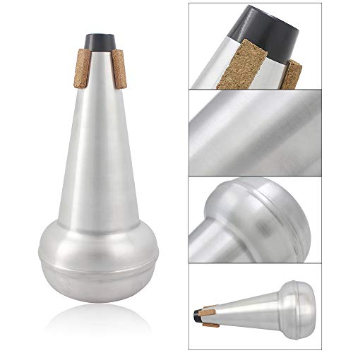 SODIAL 1Pc Light-Weight Practice Trombone Straight Mute Silencer Sourdine Aluminium For Alto Tenor Trombone Silver