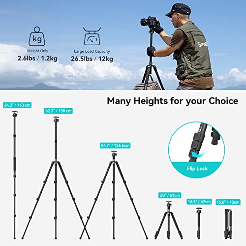SmallRig 62.2" Carbon Fiber Tripod with Center Column, Travel