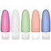 JinZeFa 5 Pack Leakproof Silicone Travel Bottles, 3 oz Portable Refillable Travel Containers, Squeezable Food-grade Silicone Travel Tube Sets, Cosmetic Toiletry Containers
