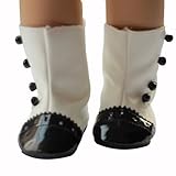 Ebuddy Black White Fashion Doll Shoes Boots Fits 18 Inch Girl Dolls