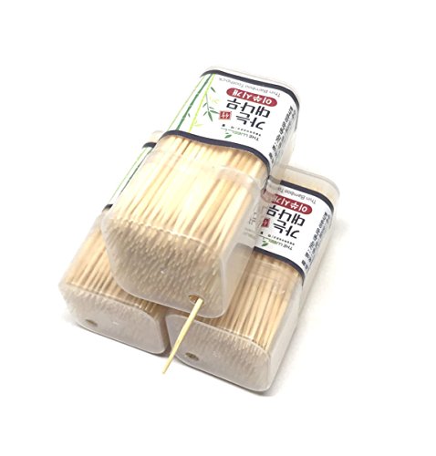 High Quality Bamboo Wooden Thin Toothpicks with Holder, 3 Packs x 300 pcs - Thumbnail 7