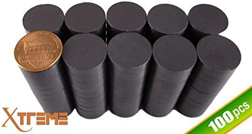 Xtreme Magnets 100 pcs Ceramic Magnets - Comes with 2 super adhesive dots. Tiny 18 mm (.709 inch) Round Disc - Rare Earth Magnets Bulk for Crafts, Science &amp; hobbies - Refrigerator, Whiteboard, Fridge