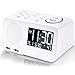 Alarm Clock Radio Digital FM Led Display Radio with USB Port Dual Alarms Dimmer Snooze Sleep Timer for Bedroom-White