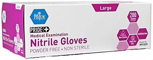 MedPride Nitrile Exam Gloves, Powder-Free (Medium, Box/200)