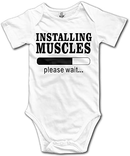 SmallHan Installing Muscles Graphic Unisex Funny Boys & Girls Romper Baby Boy Bodysuit White