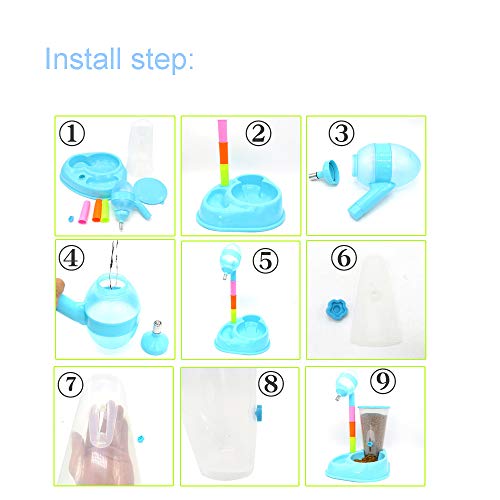Westspark Automatic Pet Cafe Feeder, Self-Dispensing Dog Cat Automatic Food Replendish Station Waterer Dispenser Gravity Dry Food Storage Bottle Bowl Dish for Dog Cat Animal Puppy Blue