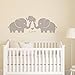 MAFENT Three Cute Elephant Family Wall Decal with Love Hearts Quote Art Baby or Nursery Wall Decor Bedroom Decoration (Grey, Large)