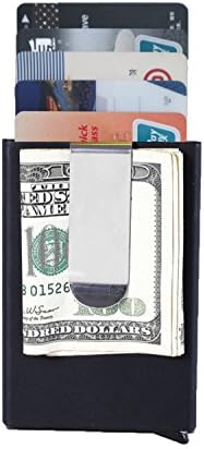 Tossun Credit Card Holder Money Clip Aluminum Pop-up Card Case Mini Slim Wallet Business Card Leather Multi Card for Men & Women(black)