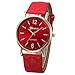 Ikevan Fashion Women Geneva Roman Watch Lady Leather Band Analog Quartz Wrist Watch (Red)