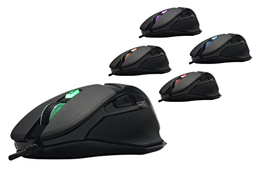 PUREX Technology 4000 DPI High Precision Programmable Wired Laser Gaming Mouse, 6 Programmable Buttons, 5 DPI Settings, 5 Color LED Indicating Different Profiles, Black Rubber Coating Painting - PXE-M612BU - Thumbnail 2