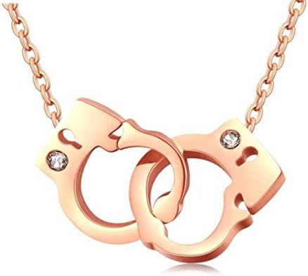 Mintik Handcuff Choker Necklace for Women Stainless Steel Handcuff Love Together Valentine Anniversary Gift Pendant Necklace, Free Chain