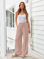 LILLUSORY Linen Wide Leg Pants Womens Palazzo Flowy