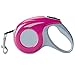 Retractable Dog Leash with Nylon Ribbon Cord, Hand Grip, One Button Brake & Lock for Small, Medium Dogs (Pink)