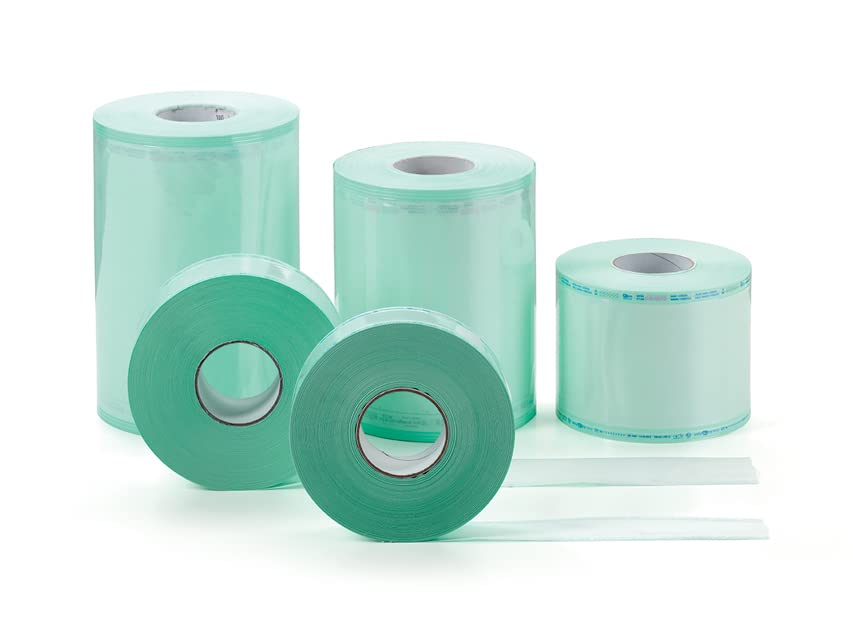 Eline - platte rollen voor stoomsterilisatie of ethyleenoxide in kraftpapier en medische folie, versterkte zijlasnaden, gekleurde indicatoren, lengte 300 mm, 2 rollen a 200 m
