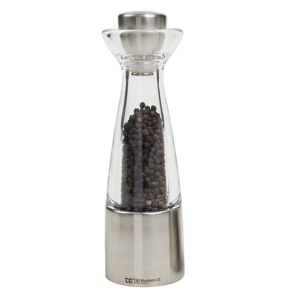 T&G Woodware CrushGrind Stockholm Clear Acrylic and Stainless Steel Pepper Mill, 20 cm, 11744 — image 1