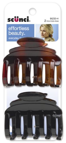 Scunci 9123303h048 Tortoise Large Curved Jaw Hair Clips, 0.8 Ounce